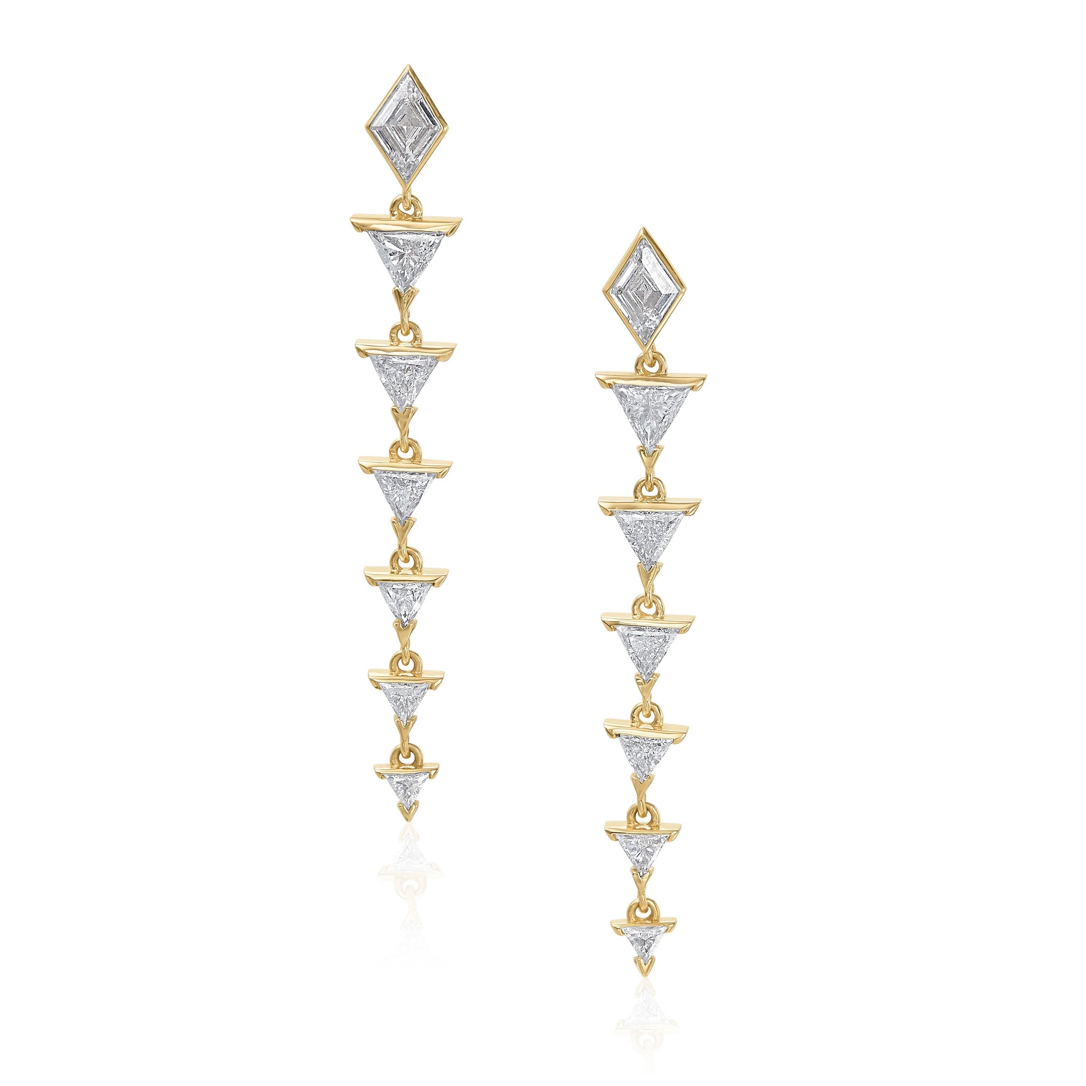 Tatau Drop Earrings with Lozenge and Triangle Shaped Diamonds